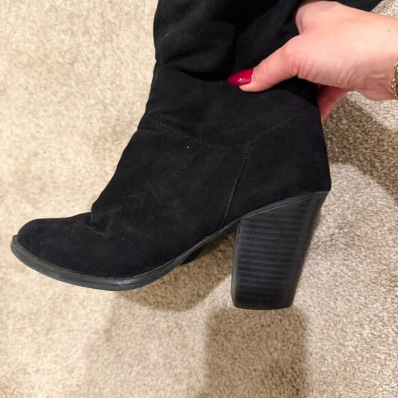 Black Knee High Soft Faux Suede Heel Boots Size 6 - Picture 5 of 6